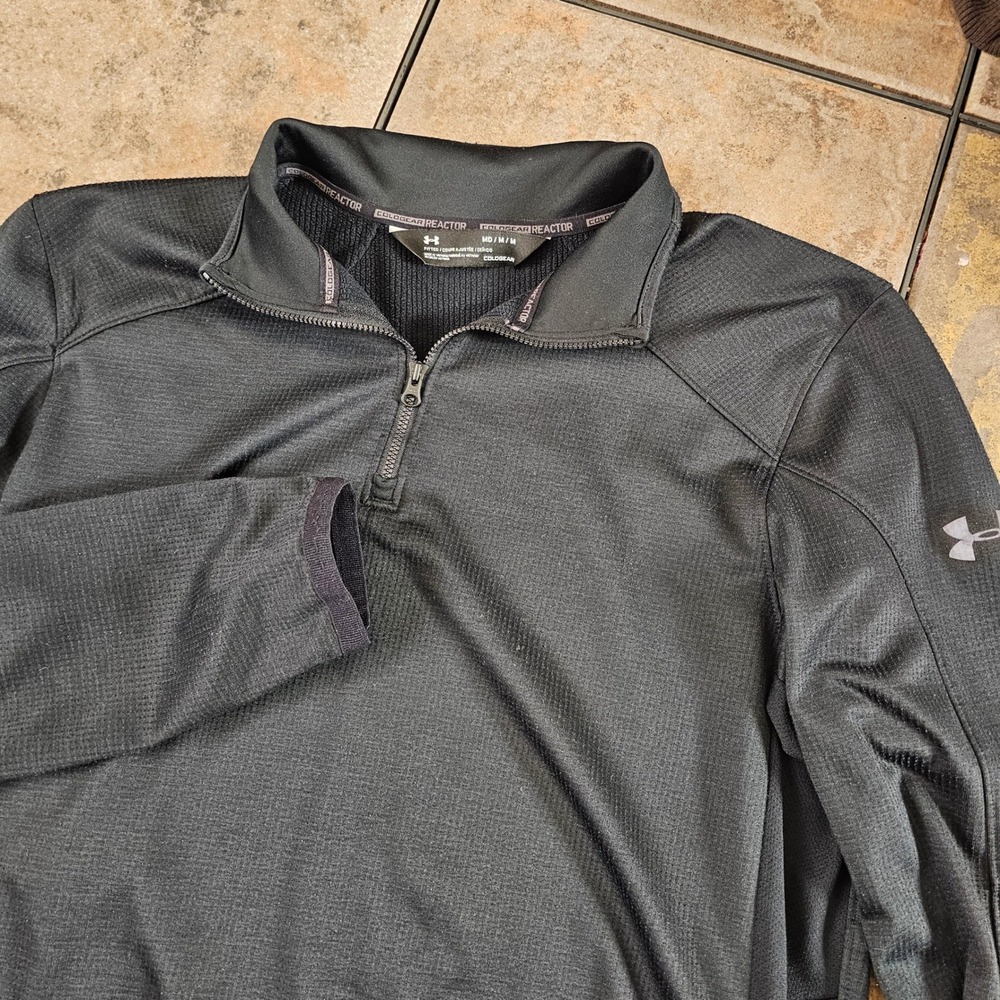 Under Armour ColdGear Reactor 1/4 Zip Pullover‎ Black Mens Medium M Fitted
